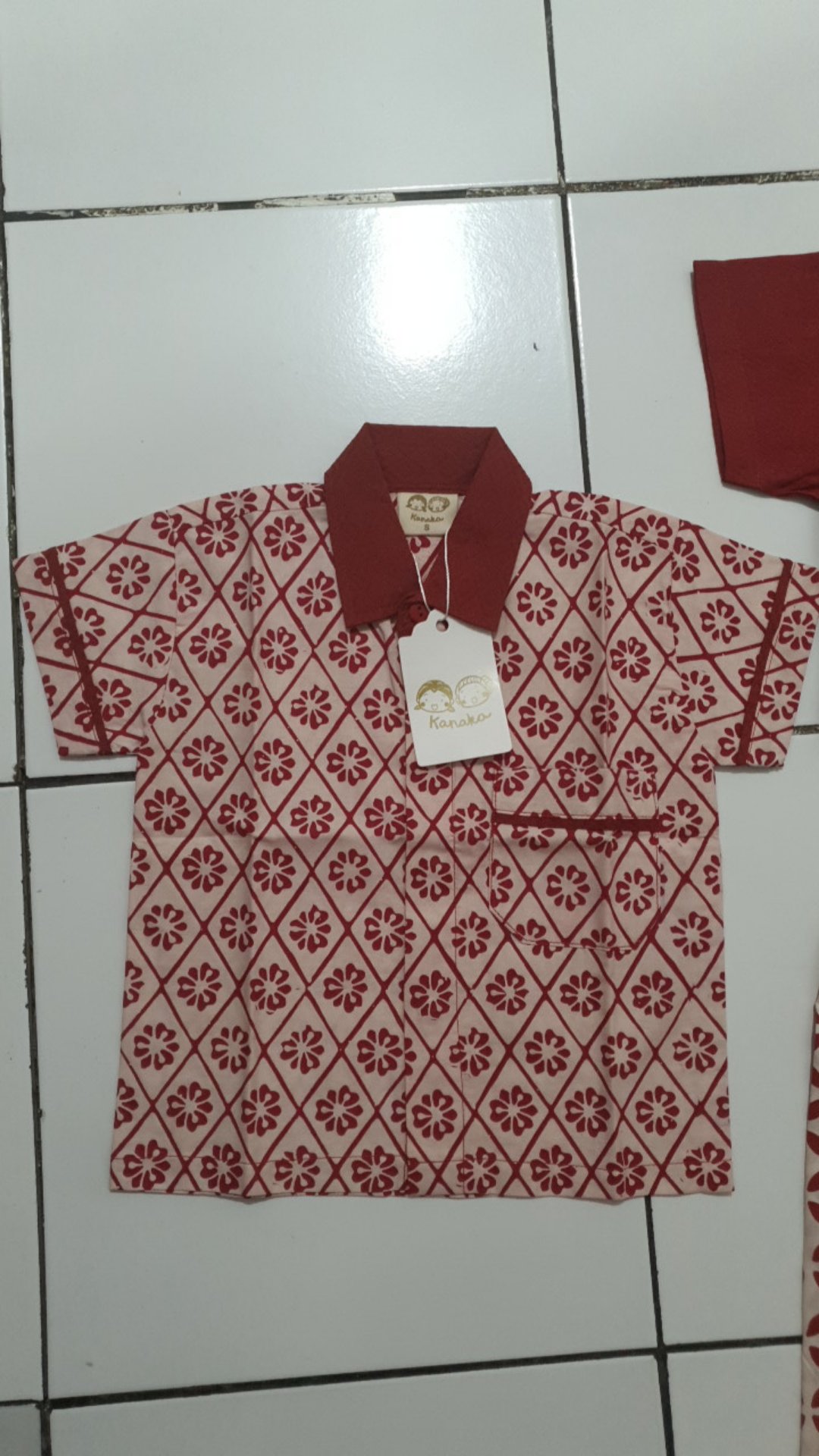 Batik Anak Kemeja Sakura Red