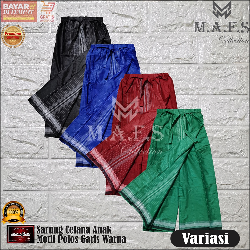 SARUNG CELANA ANAK SARUNG INSTAN ANNAJWAN MOTIF POLOS TUMPAL GARIS NEW