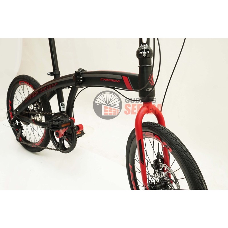 Khusus Gojek/Grab Instan Sepeda Lipat Trex Cassini 20 inch 7 speed SNI termurah COD kredit murah cakram rem mirip noris folding-7