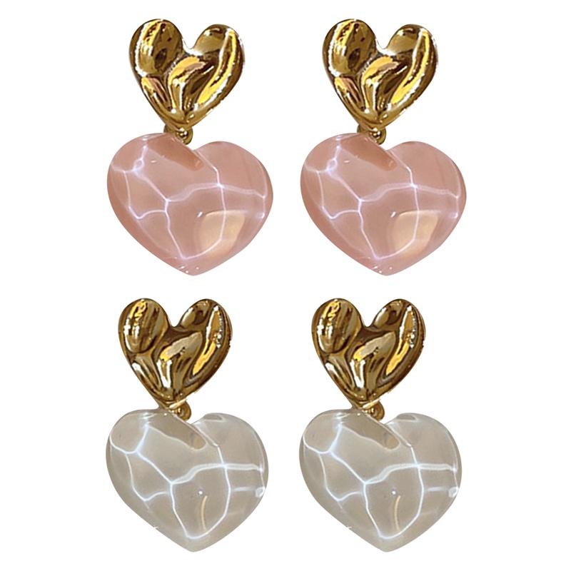 Anting Stud Zircon Berlian Imitasi Bentuk Hati Untuk Wanita