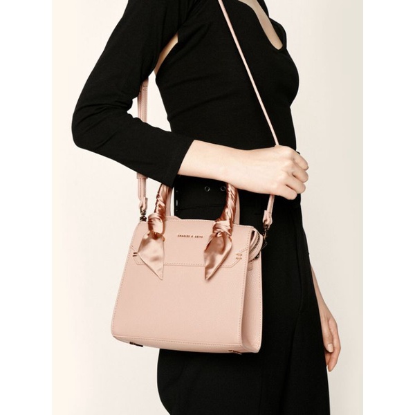 Charles and Keith Original Store Pink Blush White Bag Tas Wanita