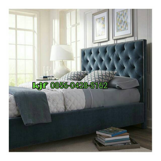 Tempat tidur mewah minimalis dipan mewah minimalis kekinian bahan bludru