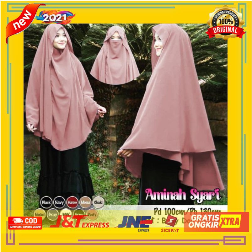 AGEN Hijab Jilbab Aisya Cadar Kerudung Instan Khimar Syari Atasan Wanita Terbaru Berkualitas 100%