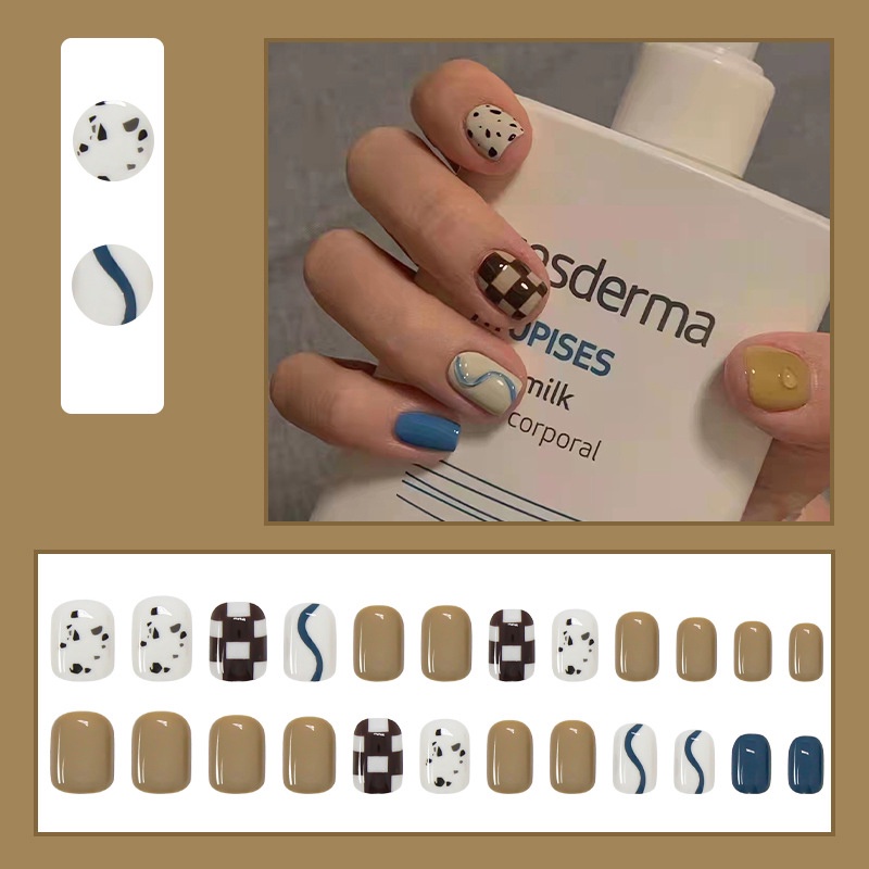 Kuku Palsu Fake Nail 24 Pcs Kemasan Strip Kuku Palsu Baru Fake Nails Kuku Palsu 3d Kuku Palsu Polos French Manicure-T121