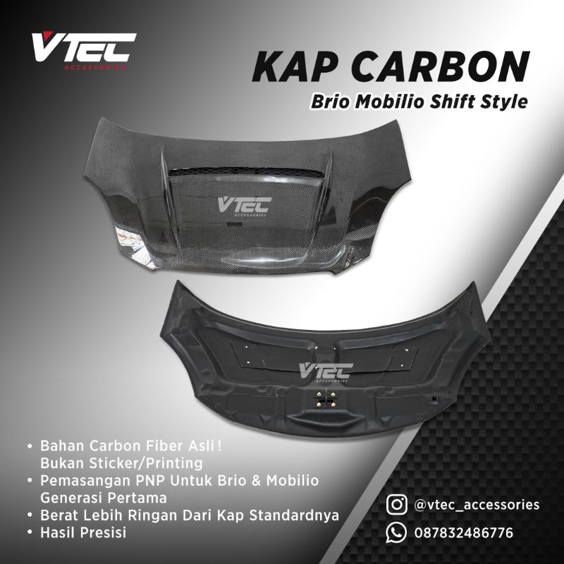 Kap Mesin Carbon Brio Mobilio Shift Style
