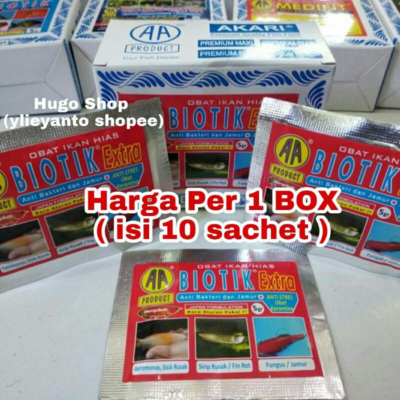 Biotik Extra jual per BOX ( isi 10 sachet ) / obat ikan