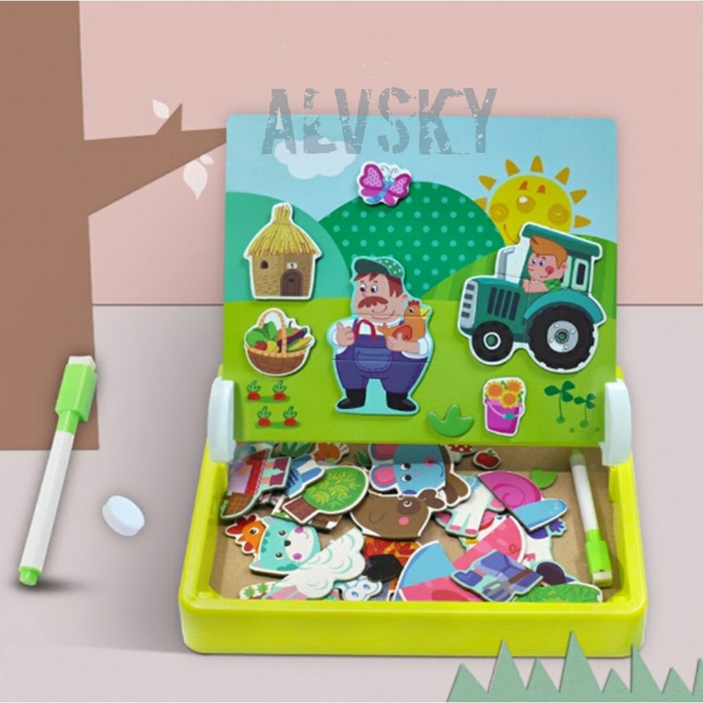 MAINAN EDUKASI PAPAN TULIS PUZZLE MAGNET / MAGNETIC PUZZLE BOARD