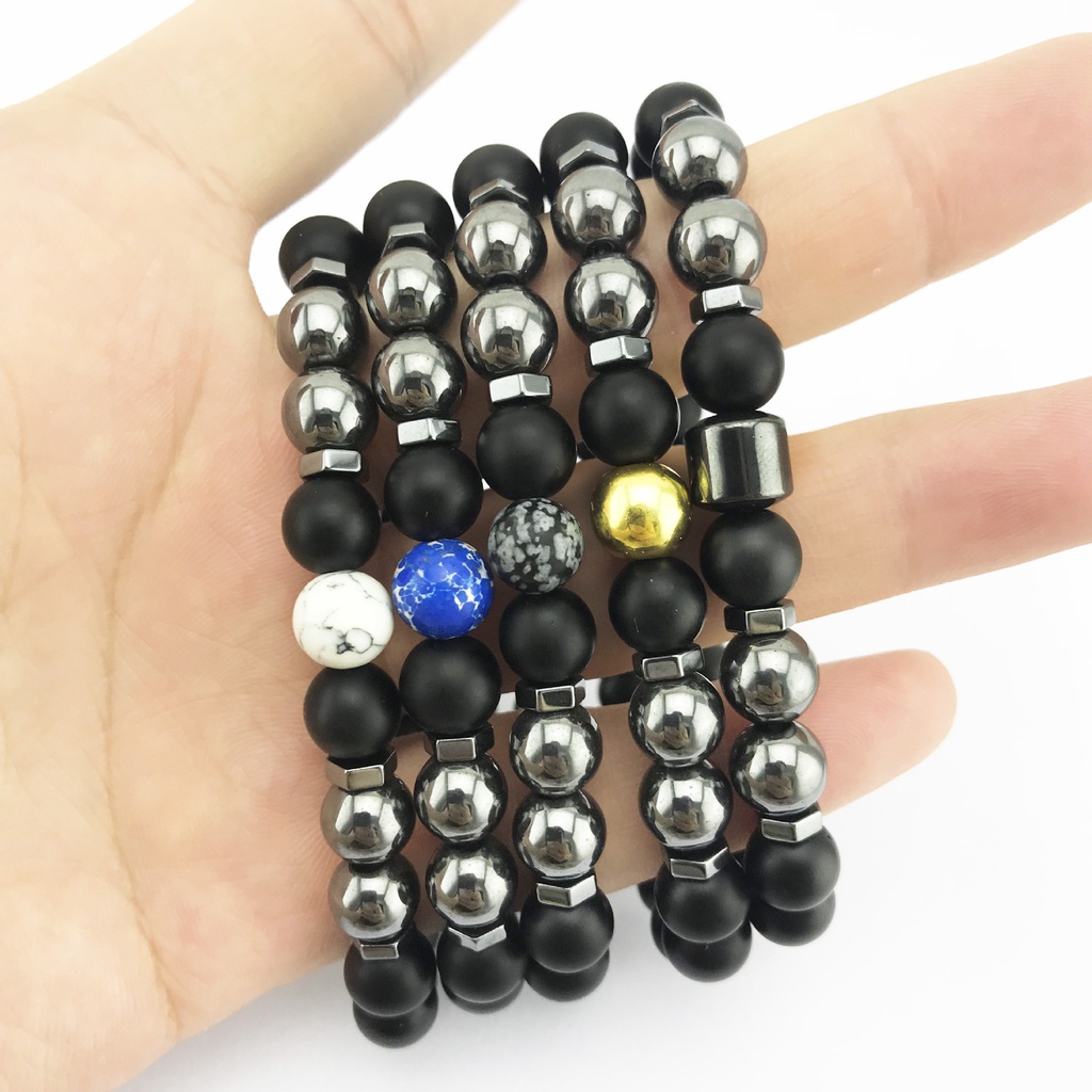 Unisex  Black Onyx Magnetic Beads Bracelet/  Stress Relief Healing Chakra Yoga Bracelet  /Popular  Ankle Bracelets /  Colourful Lucky Bracelets