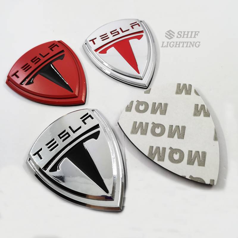 1Pc Stiker Emblem Logo TESLA Bahan Metal Untuk Dekorasi Mobil TESLA