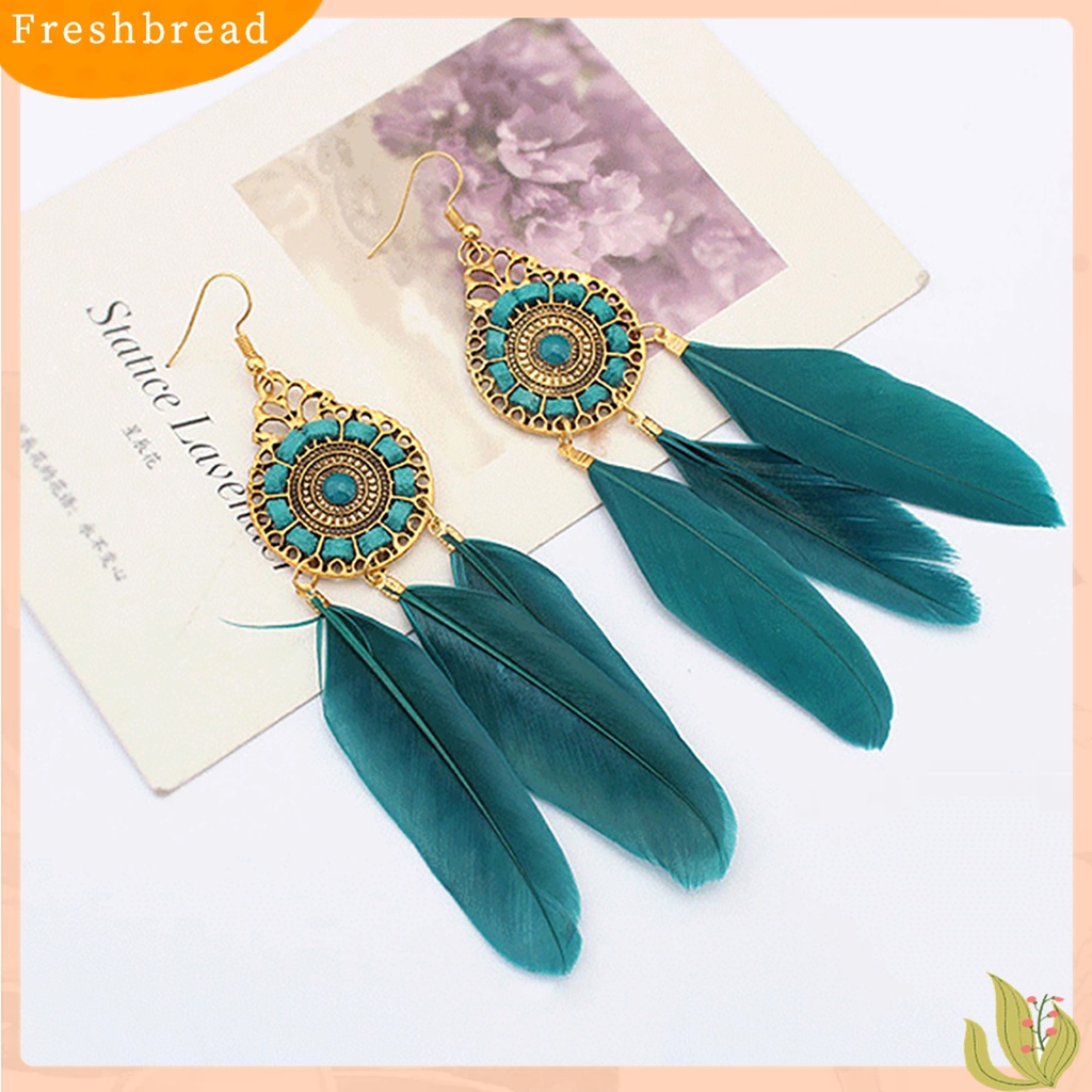 [TERLARIS]Earring Elegant Delicate Vintage Feather Eardrop for Dressing Room