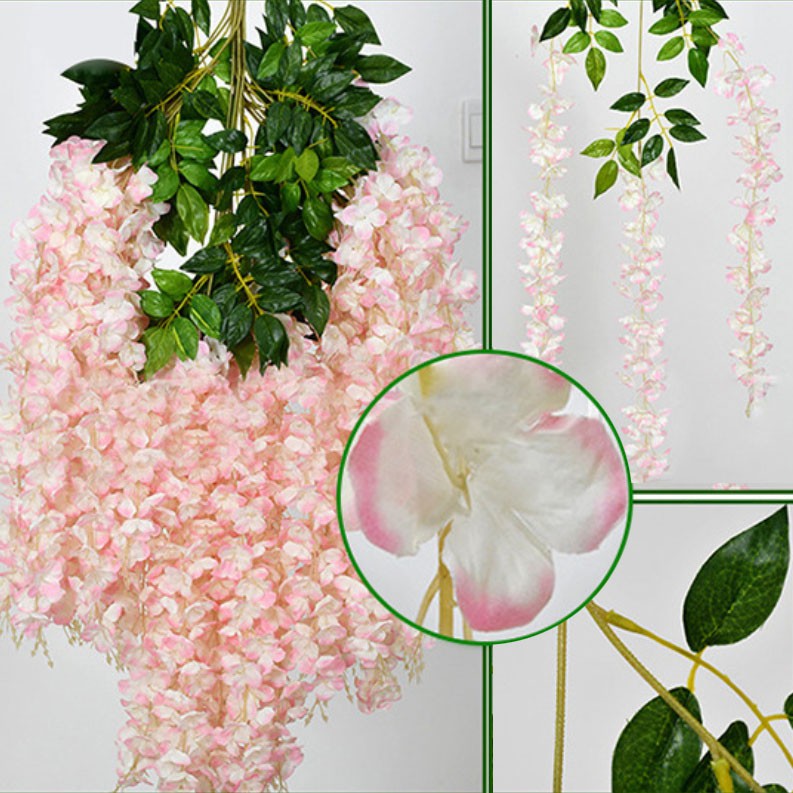 HAPPY TIME DAUN WISTERIA KECIL (1 PACK = 12 PCS / 1 PACK = 3 PCS) DAUN RAMBAT UNTUK DEKORASI HIASAN WEDDING