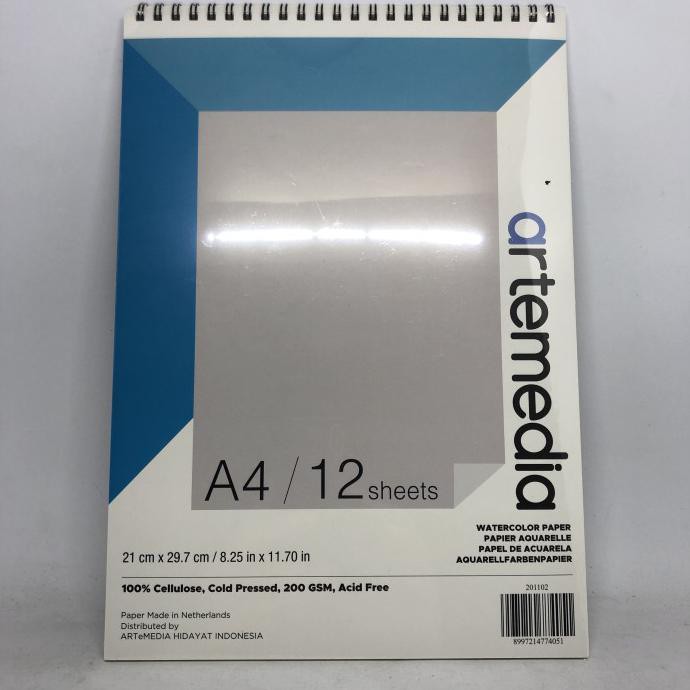 

(PERALATAN MENGGAMBAR) ARTEMEDIA WATER COLOR PAD A4, 200 GR, 12 LEMBAR PROMO