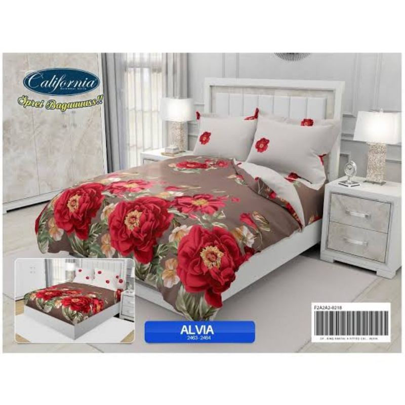 Bedcover Set California King FLAT Ukuran 180x200 cm Katun Selembut Sutra Kualitas Premium