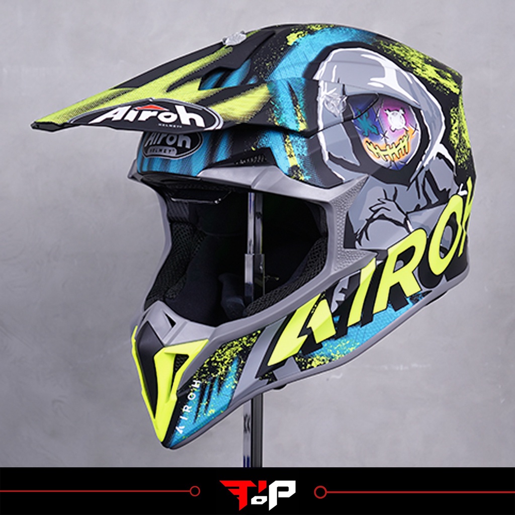 AIROH WRAAP ALIEN YELLOW GREEN 2022 HELM FULL FACE MOTOCROSS HELMET