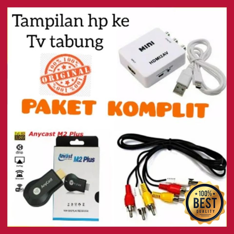 PAKET KOMPLIT ANYCAST + MINI HDMI BISA BUAT TV TABUNG DAN  LED