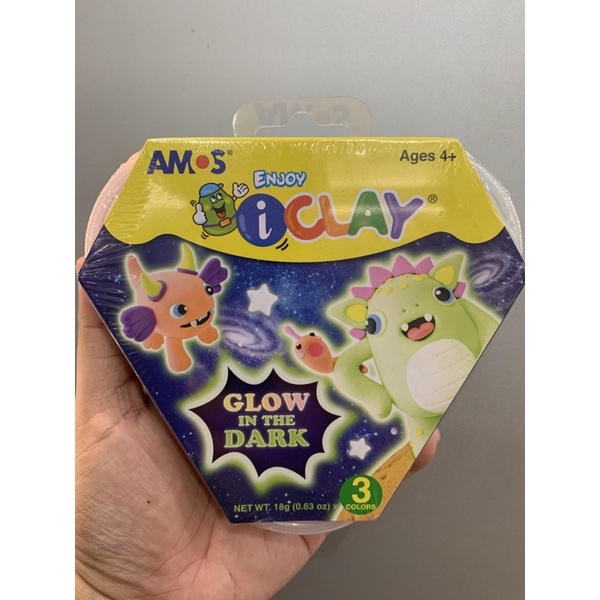 mainan anak/amos i clay/glow in the dark/clay/malam/glow in the dark