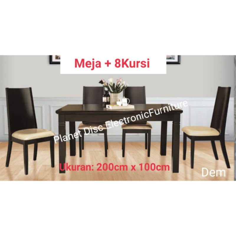 Meja Makan Kayu Solid 8kursi 200cm Dining set 8person dining table meja kayu Promo murah