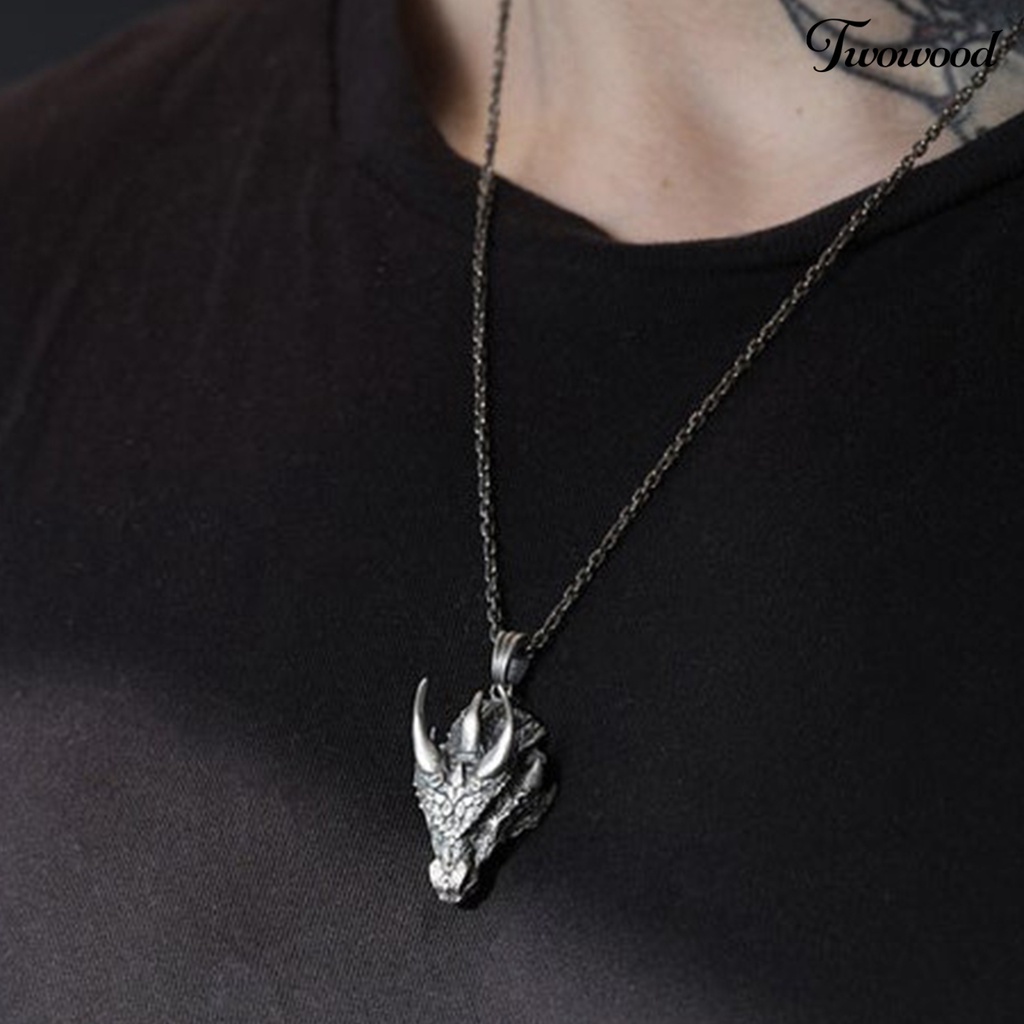 Twowood Dragon Snazzy Necklace Allergy-Free Alloy Pendant Men Necklace for Gift