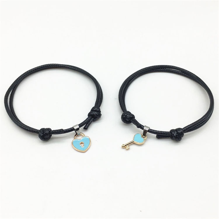 INS Gaya Gelang Pasangan Kunci Gelang Bentuk Kunci Cinta gelang hitam couple-6