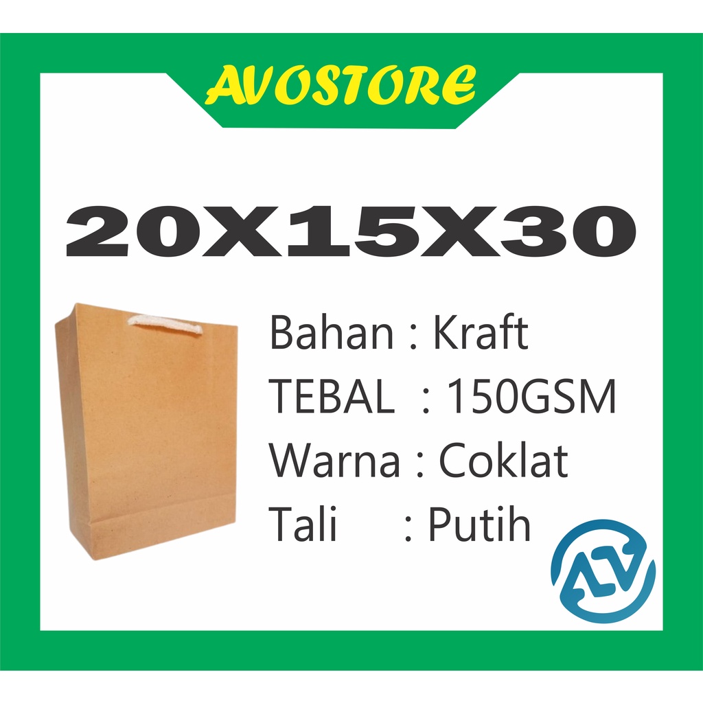 

Tas Kertas 20X15x30 Paperbag Souvernir Paper Bag Coklat Sablon Free Desain