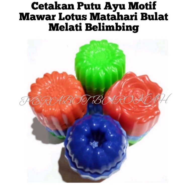 12 pcs Cetakan Plastik Kue Kukus Puding Agar Putu Ayu Talam Jelly Bunga Matahari Lotus Mawar bulat d