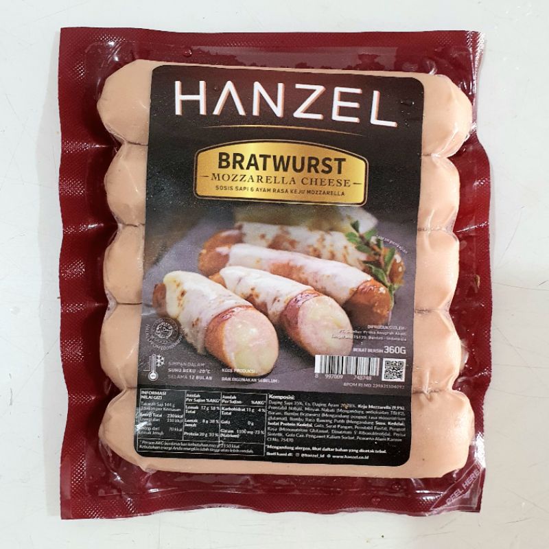 Hanzel Sosis Sapi Mozzarella Cheese Bratwurst 360g