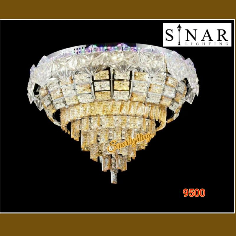Lampu plafon kristal remote 9500/60