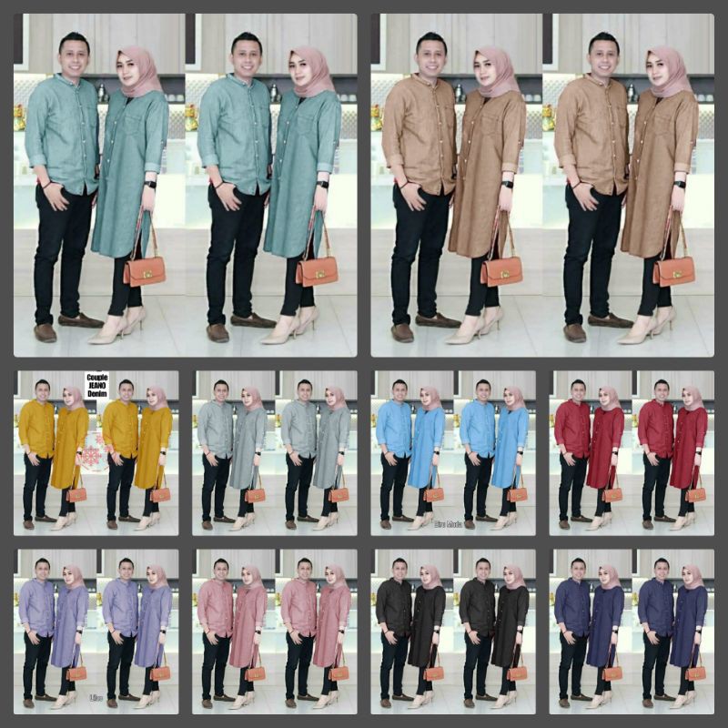 3 UKURAN L XL DAN JUMBO CP JEANO COUPLE PASANGAN KEMEJA DAN TUNIK BUSUI KATUN DENIM SUPERNOVA HM ADA VIDEO REAL PICT