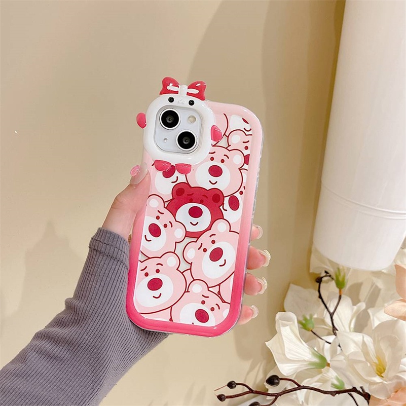 Soft Case Pelindung Lensa Bumper Motif Kartun Beruang Monster Untuk iPhone 14 13 12 11 Pro Max X Xr Xs Max 7 8 6 6s Plus SE 2020