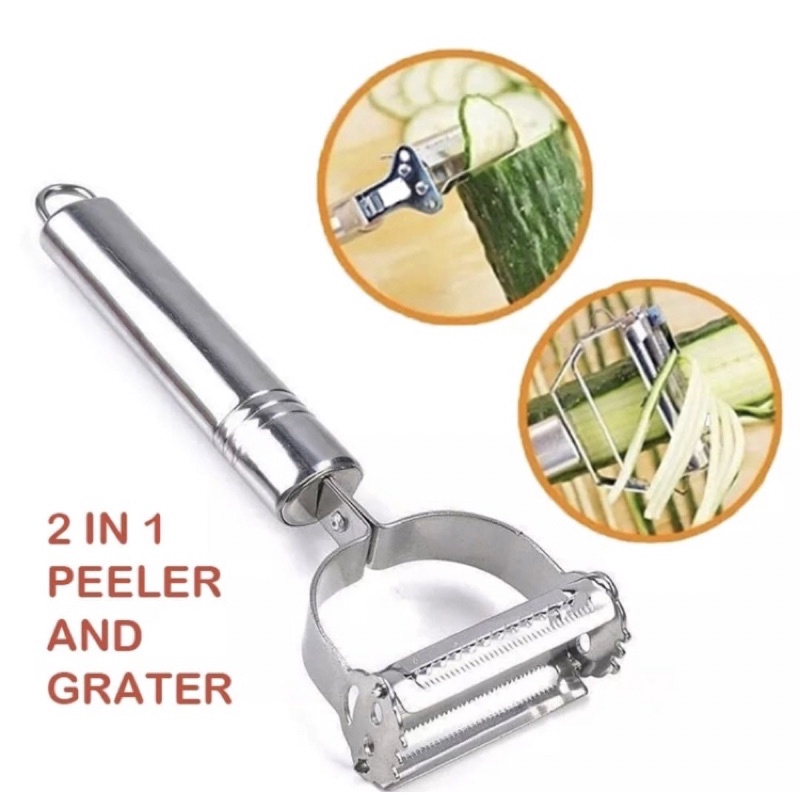 Pisau kupas Kulit Buah Peeler and Greter 2in1 Pisau Buah Anti Karat Stainless Steel