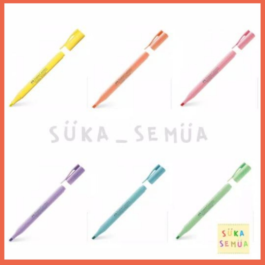 

Highlighter Pen Faber Castell 38 - Pastel // Textliner warna Kuning Oranye Pink Ungu Biru Hijau COD