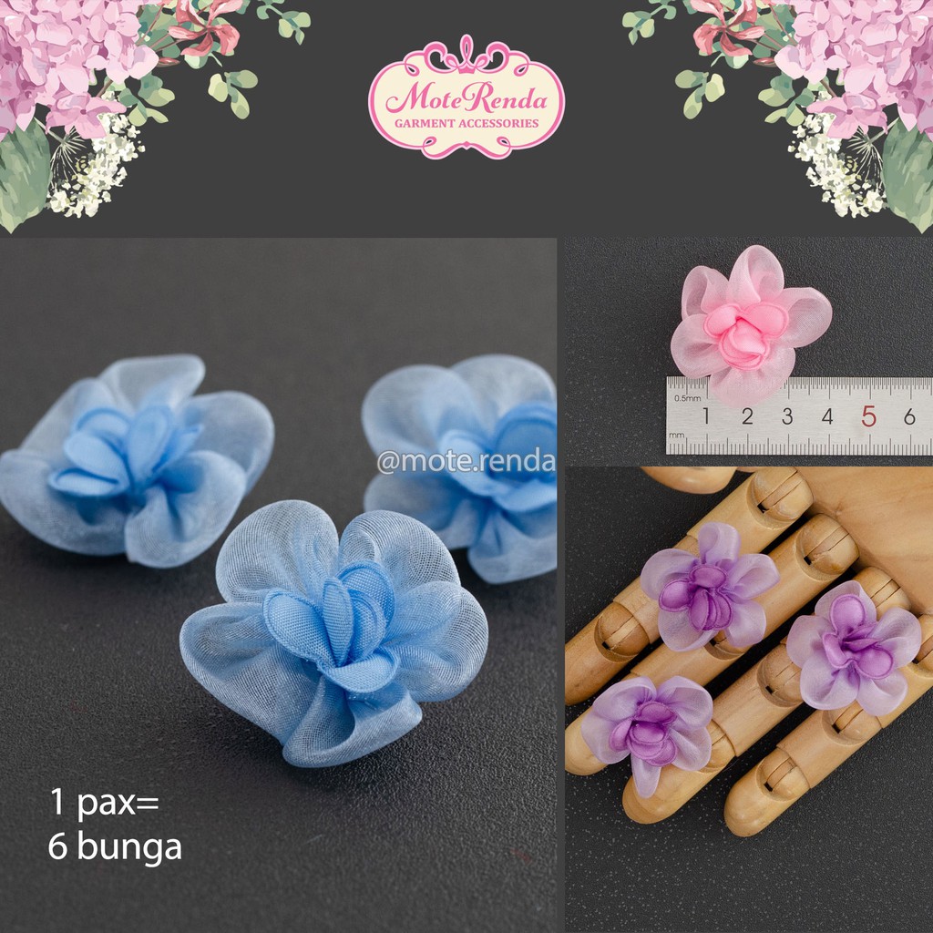 Bunga lotus kain, lebar 3.5cm (1pax isi 6) kode 7VVE35