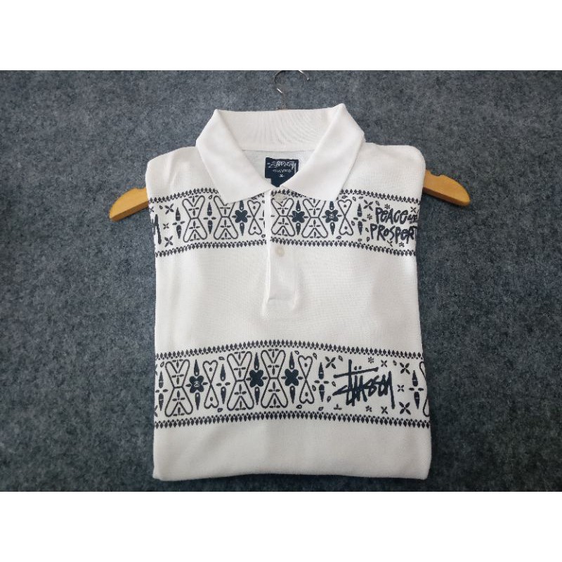 pakaian pria polo shirt bisnis merek Stussy original kaos kerah second hand like new