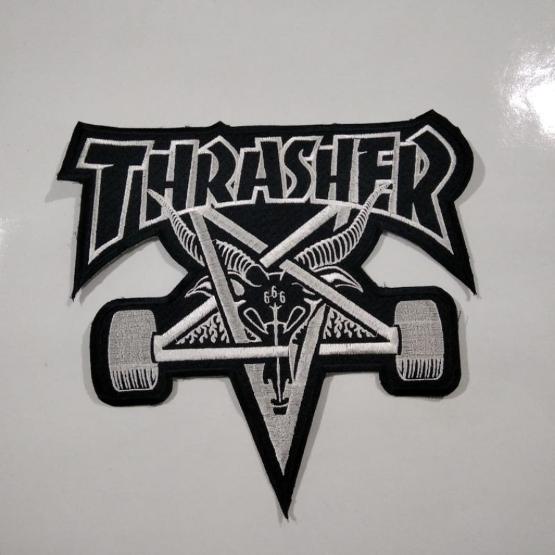 bordiran patch jaket tempel thrasher besar keren