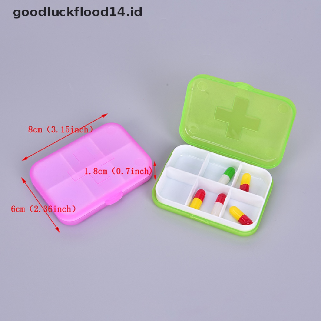 [OOID] 6 Slots Pill Box Portable Pill Cases Travel Dispen Storage Container Medicine ID