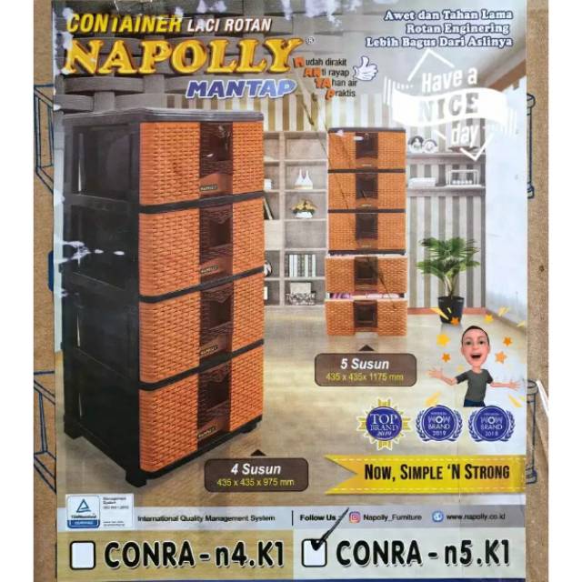 Rak Plastik Rotan Napolly 4 Susun / CONRA-n4.K1 (Promo Harga)