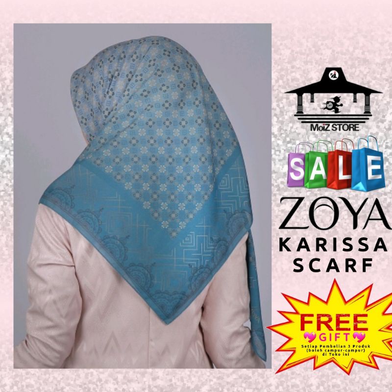 Zoya Karissa Scarf Jilbab Hijab Kerudung Krudung Krudungan Kerudungan Motif Segi Empat Segiempat Seg