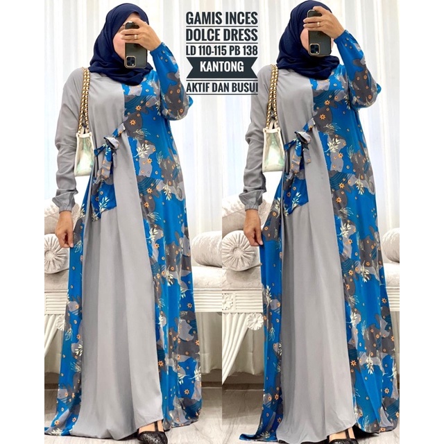 Daster Arab Dolce INCES Long Dress Rayon lengan