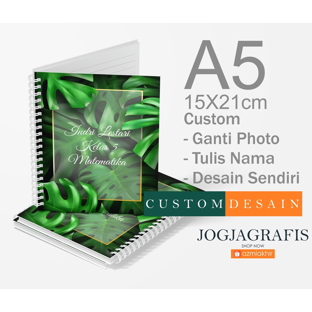 

Notebook Buku Tulis Sekolah Jurnal Seminar Spiral A5 Custom Desain ( AESTETIC flower ) isi HVS Desain Garis 50 Lbr
