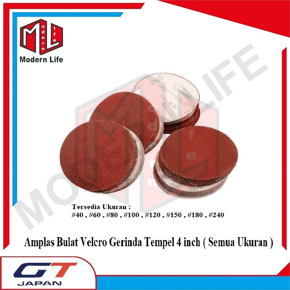 Amplas Bulat Velcro 4 inch Grit 100 Amplas Tempel Gerinda 4&quot; Grip 100