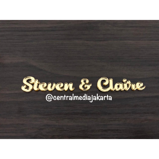 

Nama Pasangan Akrilik 1 Baris Acrylic Mirror Gold Silver Custom Lasercut Name Hiasan Mahar