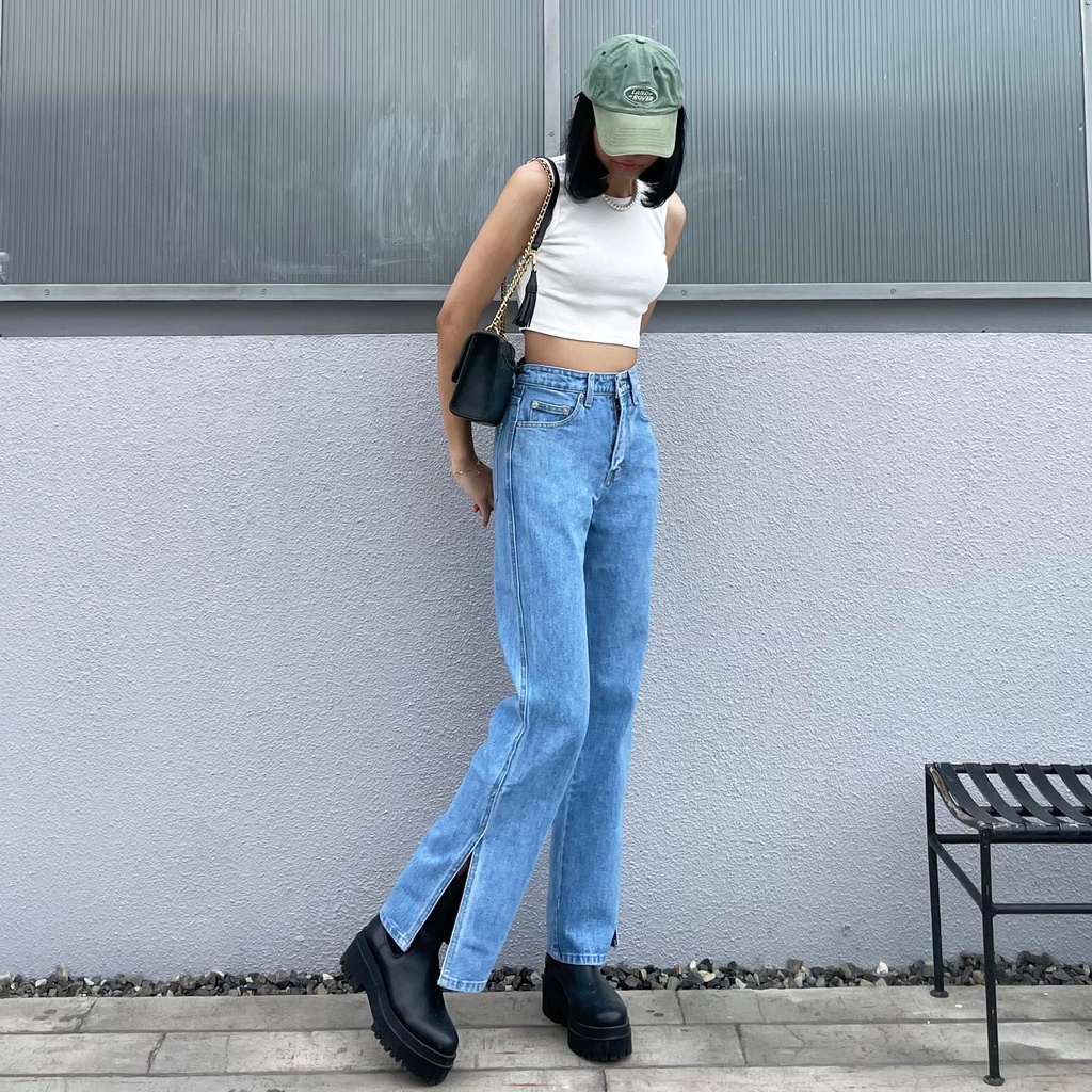 Celana Straight Jeans highwaist loose jeans Wanita Melsy-KULOT JEANS BOYFRIEND VIRAL