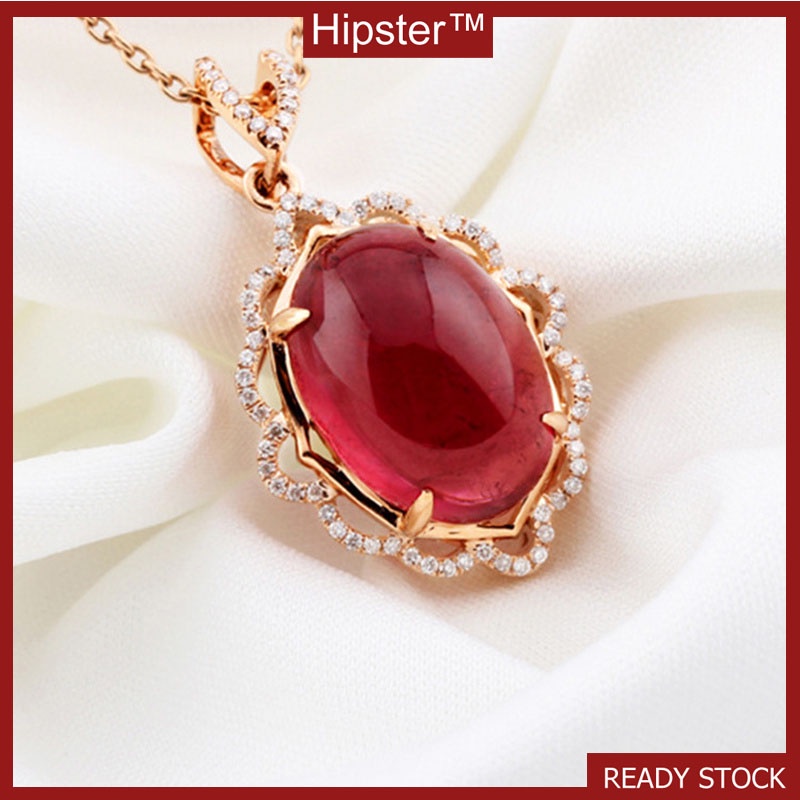 New Graceful and Fashionable Rose Gold Inlaid Ruby Pendant Clavicle Chain