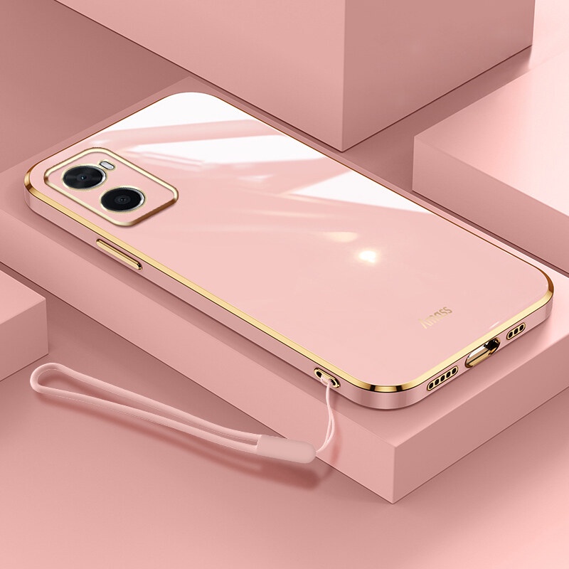 Case Bahan Silikon Dengan lanyard Untuk OPPO A36 A76 4G