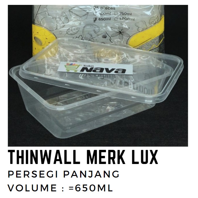 Thinwall kotak panjang/kotak makan/kotak nasi/kotak plastik 650ml