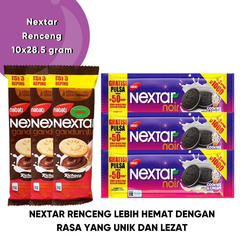 Nabati Nextar Renceng isi 10 x 28.5gr gandumku noir cookies and cream nastar murah termurah
