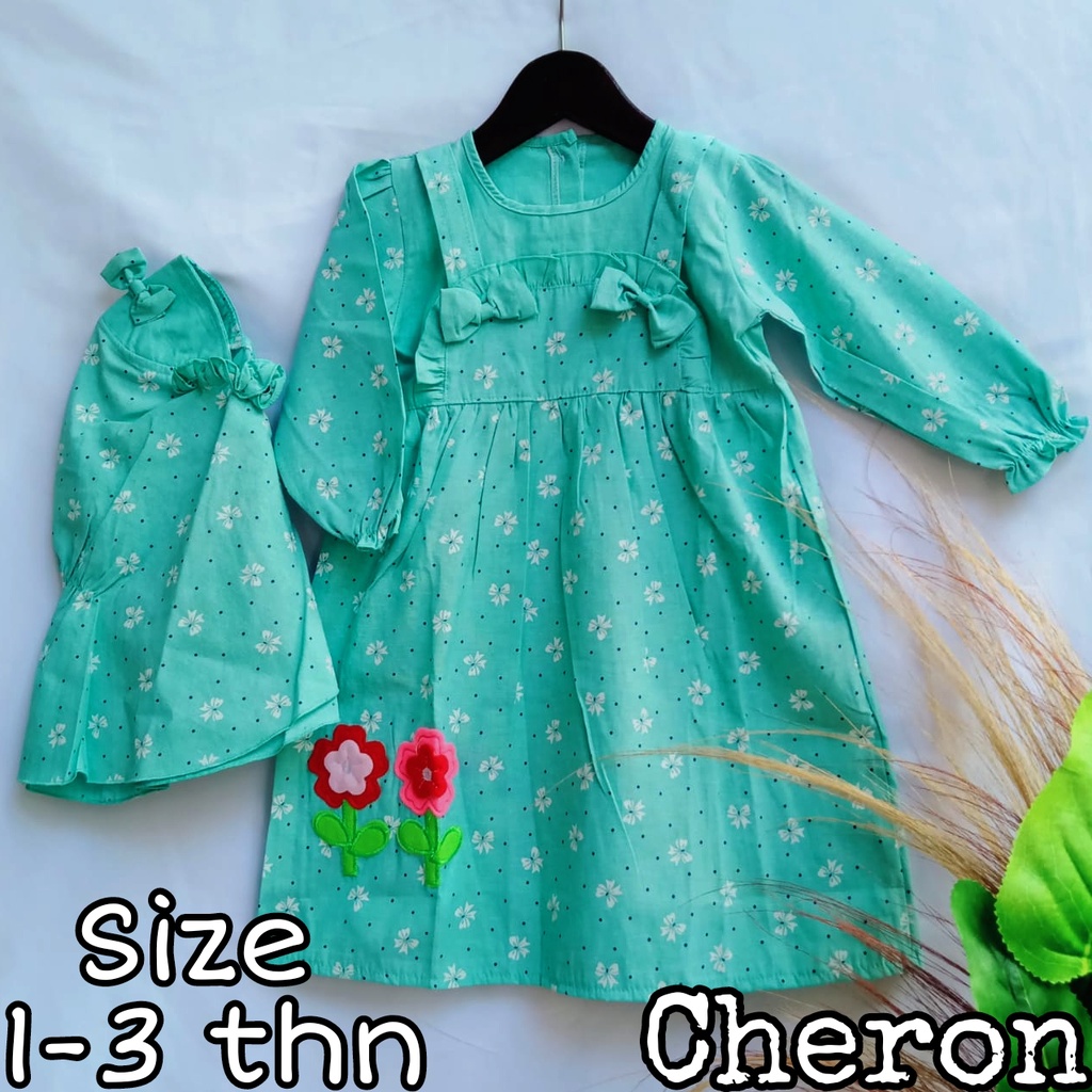 CHERON 21397 - Baju Gamis Anak Cewek 1-3 tahun Pakaian Muslim Wanita Atasan Ank Perempuan Dres Pesta