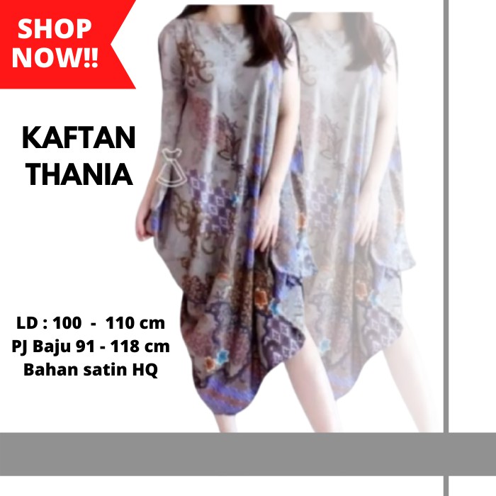 TREND FASHION CEWEK MURAH KAFTAN THANIA BATIK MODERN KAIN SATIN LEMBUT MURAH TERBARU REMAJA --- V3U1