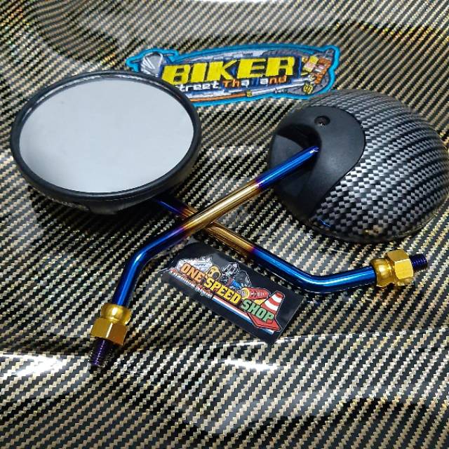 Spion Carbon Karbon Two Tone Kaca Bulat Variasi Motor Honda Scoopy vario beat