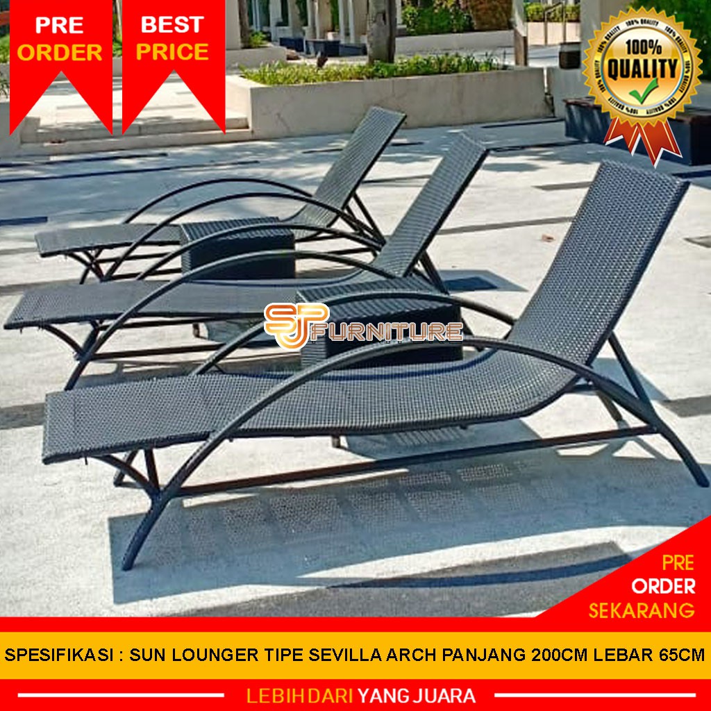 SUN LOUNGER TIPE SEVILLA ARCH FOR SWIMMING POOL - KURSI KOLAM SANTAI / MALAS RENANG ROTAN SINTETIS
